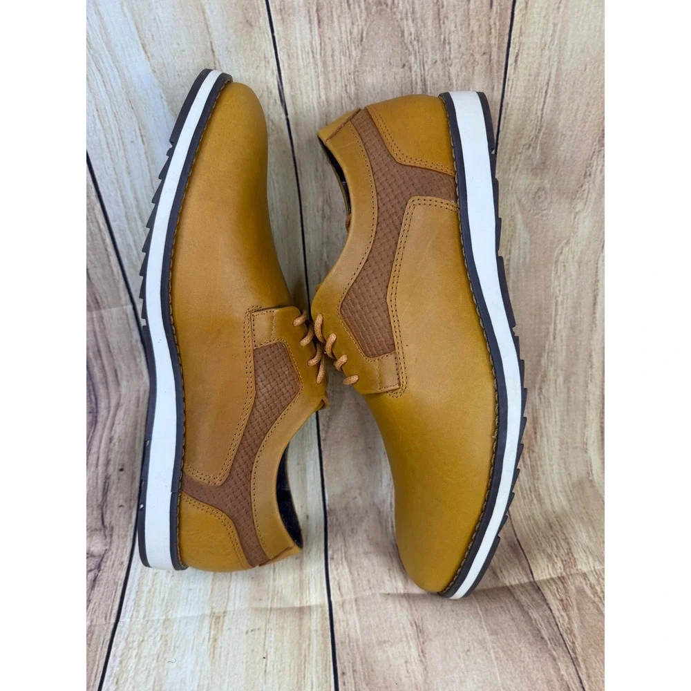 John Candor Mens Leather Oxford Shoes Tan Sneakers Size 10.5 Made in Colombia